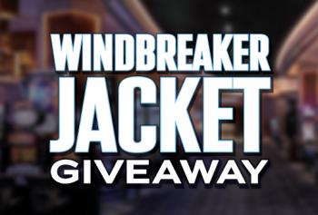 Windbreaker Jacket Giveaway words over Casino image in background