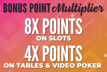 Bonus Point multiplier 8X points on slots 4X points on tables and video poker march